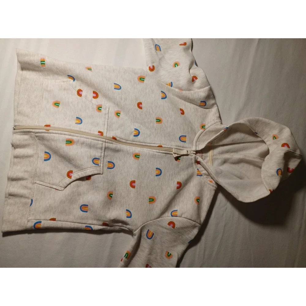 Cat & Jack Outfit Set Girls‎ 8 Beige Rainbow Fleece Hoodie Jogger Pants 2 Piece